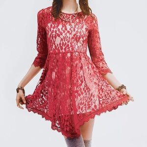 Free People Floral Mesh Lace Dress Size 6